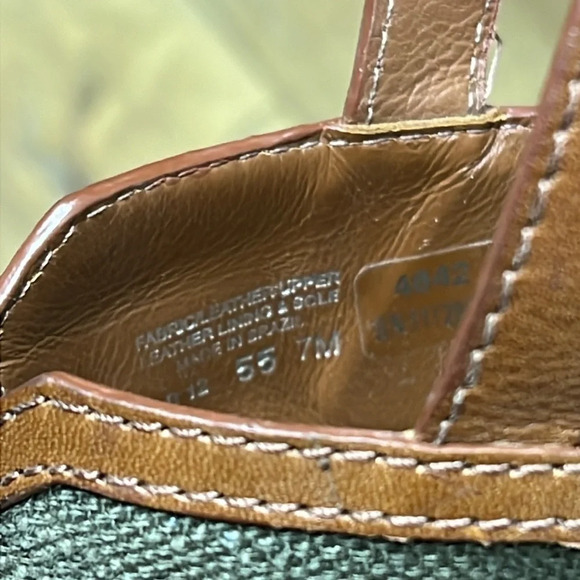 Tory Burch Olive Canvas & Brown Leather Wedge Sandals 7M - Picture 9 of 9